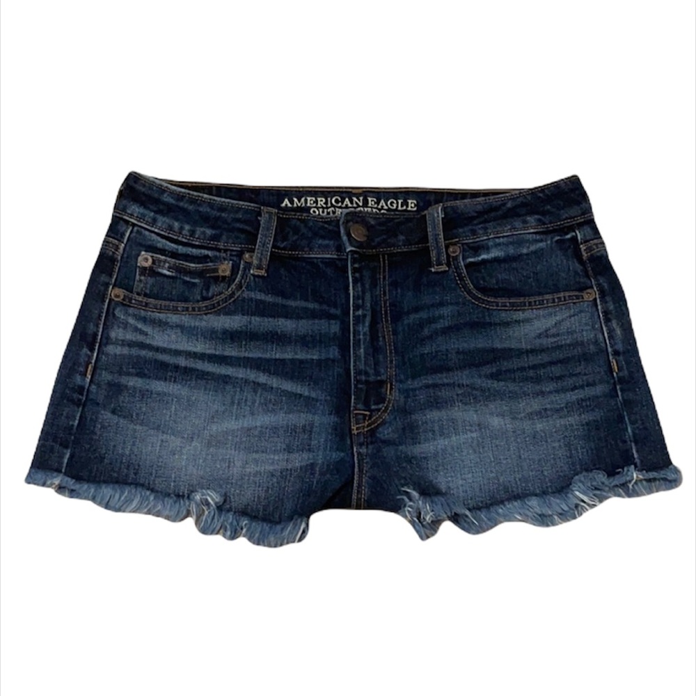 American Eagle Outfitters Dark Blue Denim High Waist Women's Shorts